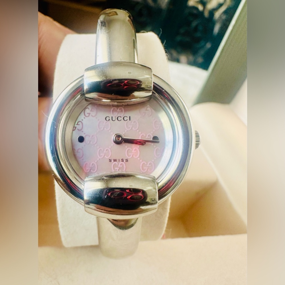 Authentic Gucci Silvertone Bangle Watch - image 3